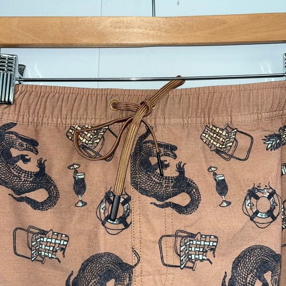 NWT Alpine Design Mens 5" Swim Shorts Brown Alligator Size XXL Trunks Boardshort - Picture 2 of 6